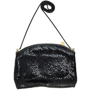 La Regale 80s Black Mesh Bag with Snake Chain Strap Vintage‎ Evening Purse
